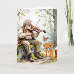Birthday Old Man Playing a Fiddle  Card