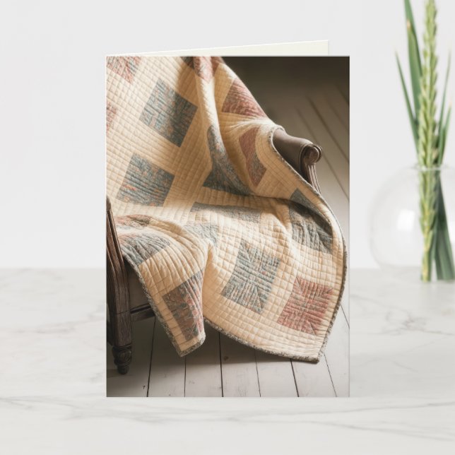 Birthday Old Quilt On an Armchair Card (Front)