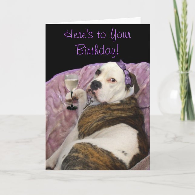 Birthday Olde English Bulldogge greeting card (Front)