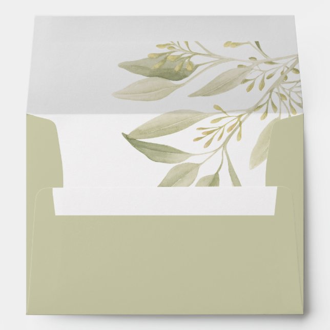 Birthday olive green branch botanical envelope (Back (Bottom))