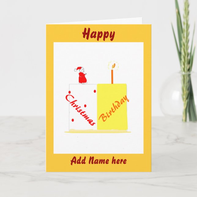 Birthday on Christmas customisable card (Front)