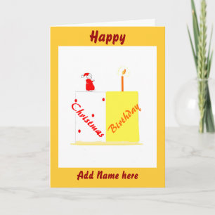 Birthday on Christmas customisable card