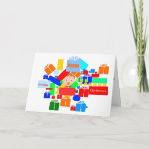 Birthday on Christmas day add name front Holiday Card