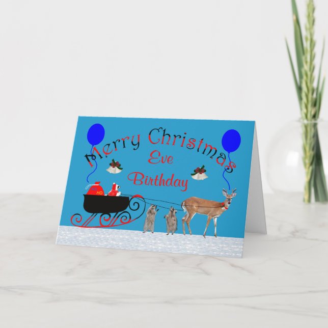 Birthday on Christmas Eve Greeting Card (Front)
