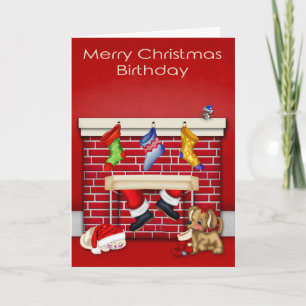 Birthday on Christmas greeting card