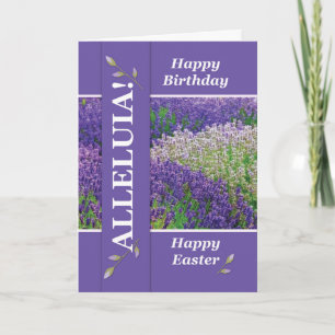 Birthday on Easter Religious Alleluia Lavender Holiday Card