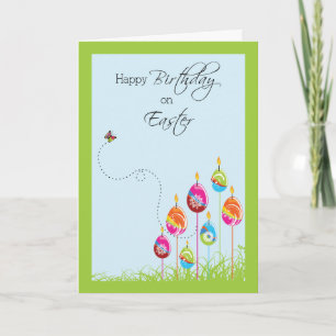 Birthday on Easter with Eggs and Candles Card