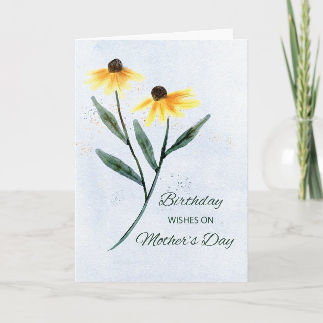 Birthday on Mothers Day Two Cone Flowers Card (Front)