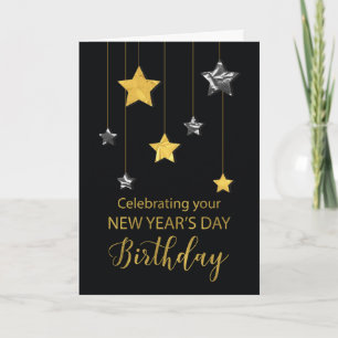 Birthday on New Year’s Day Star Shine Gold Card