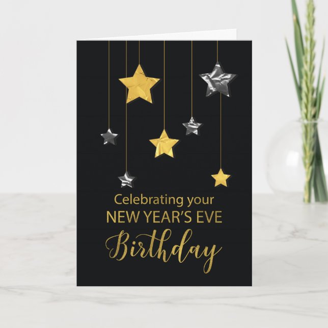 Birthday on New Year’s Eve Star Shine Gold Card (Front)