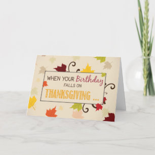 Birthday on Thanksgiving Gift Fall Leaves Card