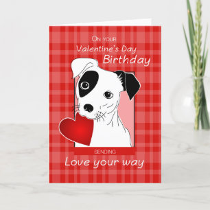 Birthday on Valentine's  Day Jack Russell Terrier Holiday Card