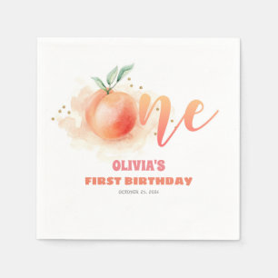 Birthday ONE Cute Peach Fruit Napkin