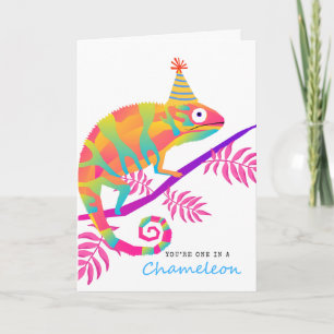 Birthday One in a Chameleon Tropical Card