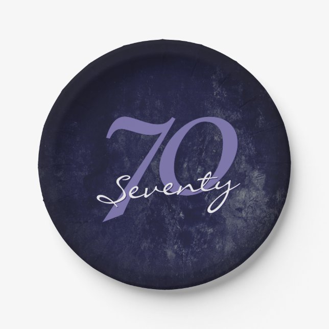 Birthday or Anniversary | Purple Grunge EDITABLE Paper Plate (Front)