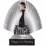 Birthday or Bachelorette Diva Girl | Silver Standing Photo Sculpture<br><div class="desc">Free-standing Party Girl Cutouts. Makes a great conversation starter! This adorable DIY party table/cake topper will be a giant hit at her party. 100% Customise-able. Perfect for her Birthday, a Bachelorette Party, a Girl Night Out, etc... Choose your size. Ready to Fill in the box(es) or Click on the CUSTOMIZE...</div>