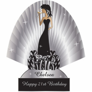 Birthday or Bachelorette Diva Girl Silver Standing Photo Sculpture
