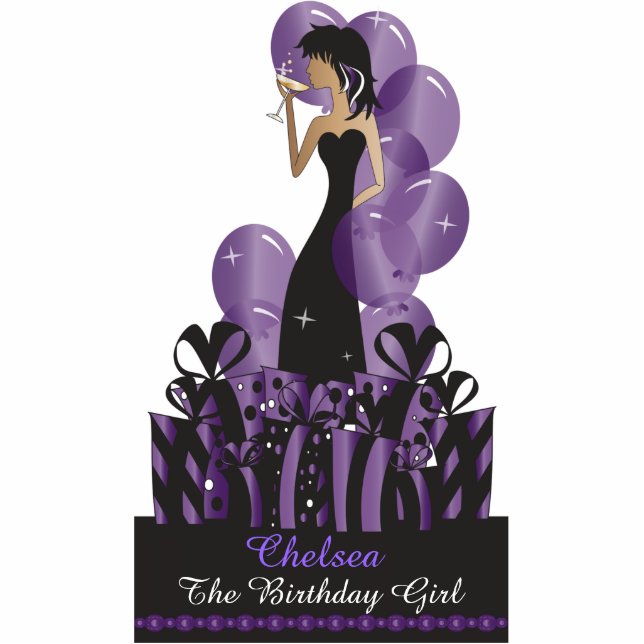 Birthday or Bachelorette Diva Princess | Purple Standing Photo Sculpture (Front)