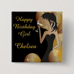 Birthday or Bachelorette Party Diva Princess Girl 15 Cm Square Badge