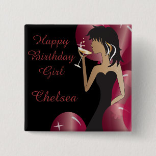 Birthday or Bachelorette Party Diva Princess Girl 15 Cm Square Badge