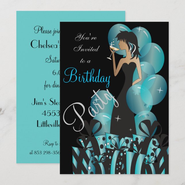 Birthday or Bachelorette Party Diva Princess Girl Invitation (Front/Back)