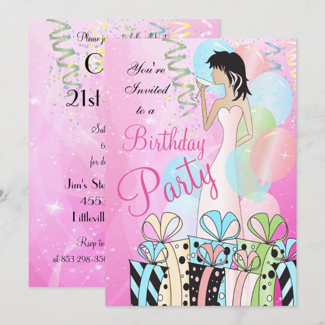 Birthday or Bachelorette Party Diva Princess Girl Invitation (Front/Back)