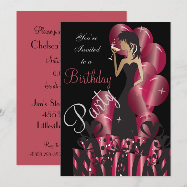 Birthday or Bachelorette Party Diva Princess Girl Invitation (Front/Back)