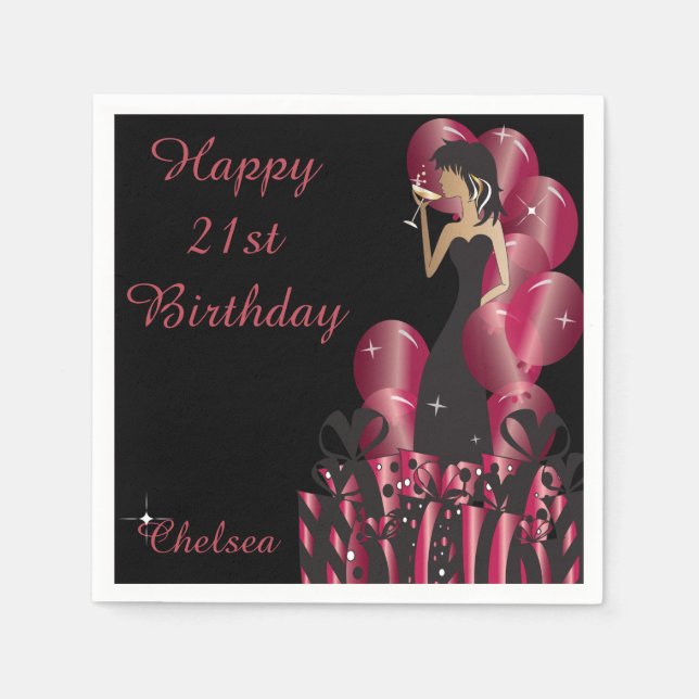 Birthday or Bachelorette Party Diva Princess Girl Napkin (Front)