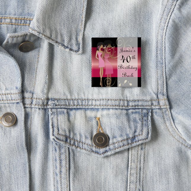 Birthday or Bachelorette Party | DIY Text 15 Cm Square Badge (In Situ)