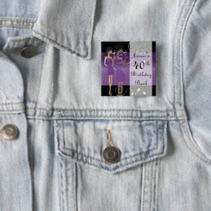 Birthday or Bachelorette Party Purple DIY Text 15 Cm Square Badge