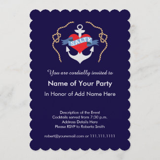 Birthday or Wedding on a Boat Nautical Anchor Invitation