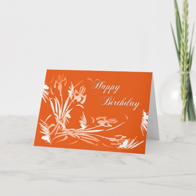 Birthday Orange Floral Card (Front)