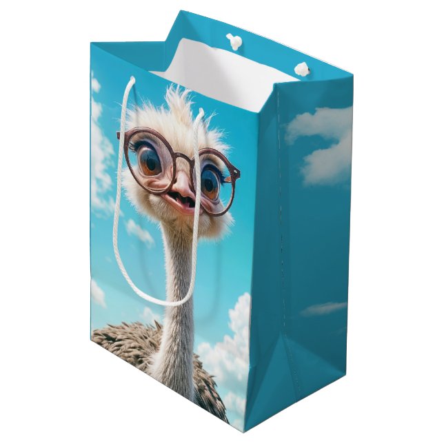 Birthday Ostrich Medium Gift Bag (Front Angled)