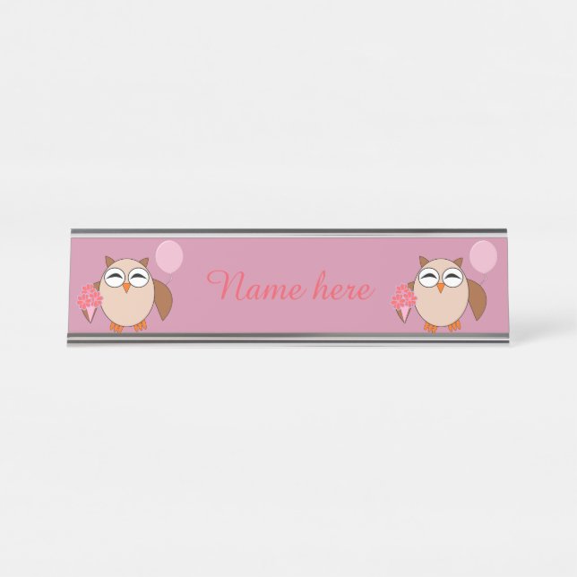 Birthday Owl Personalised Desk Sign (Front)