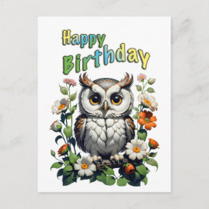 birthday owl postcard