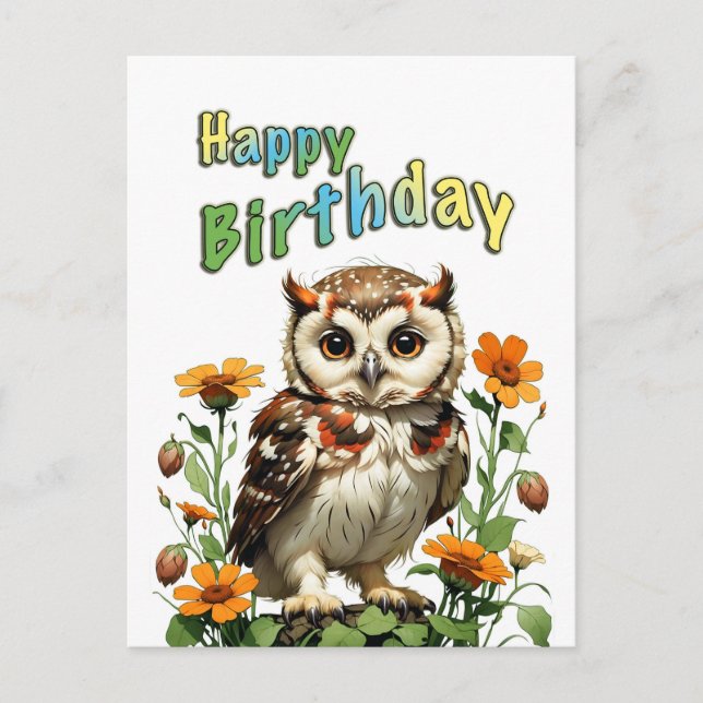 birthday owl postcard (Front)