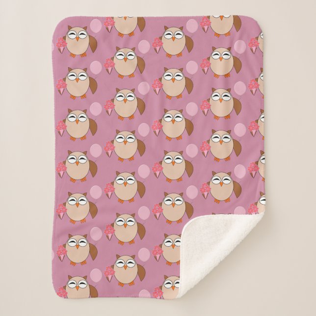 Birthday Owl Sherpa Blanket (Front)