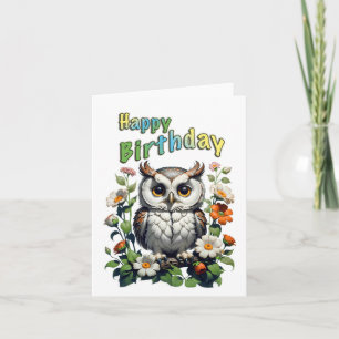 birthday owl thank you card