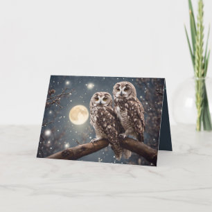 Birthday Owls With Full Moon Card