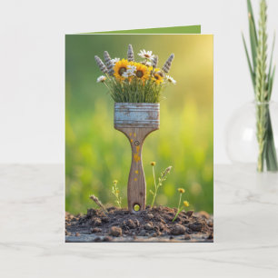 Birthday Paintbrush With Wildflowers Card