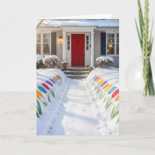 Birthday Painted Spring Tulips In Snow Card