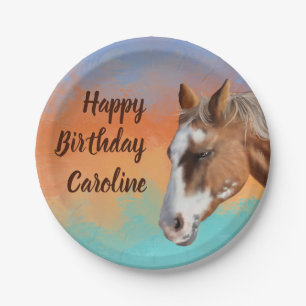 Birthday Palomino Horse Paper Plate