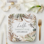 Birthday pampas eucalyptus modern boho party paper paper plate<br><div class="desc">Birthday party pampas grass,  eucalyptus botanical sage green,  terracotta,  black and white modern boho party favour decor box gift.</div>