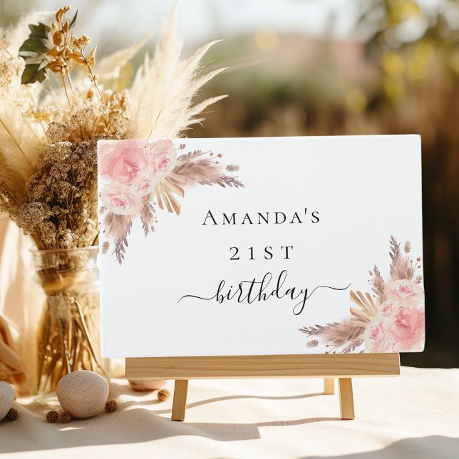 Birthday pampas grass rose gold blush floral  guest book (Creator Uploaded)
