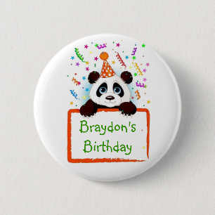 Birthday Panda 6 Cm Round Badge