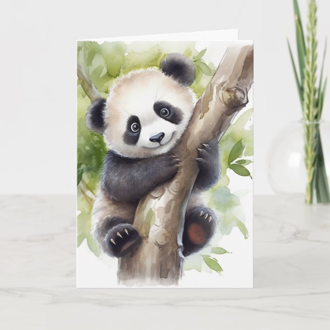 Birthday Panda Bear In Tree Card (Front)