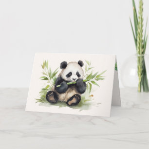 Birthday Panda Bear With Bamboo Card