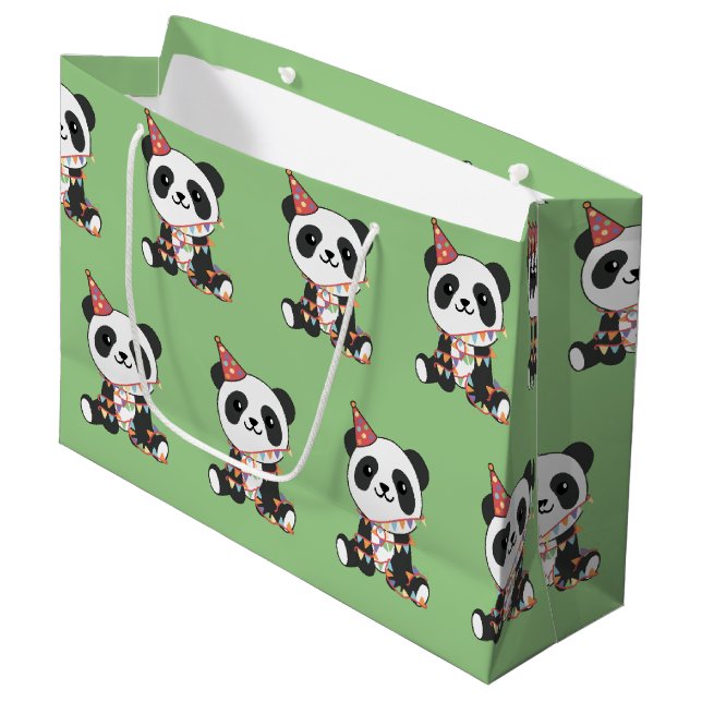 Birthday Panda For Kids A Birthday Large Gift Bag (Front Angled)