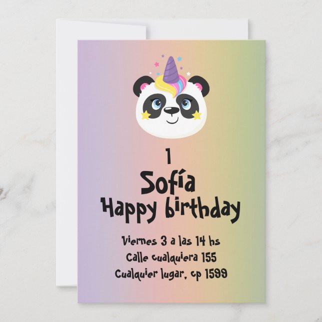 Birthday panda invitation (Front)