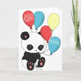 Birthday Panda with balloons Card